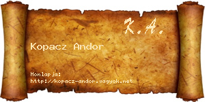 Kopacz Andor névjegykártya
