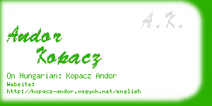 andor kopacz business card